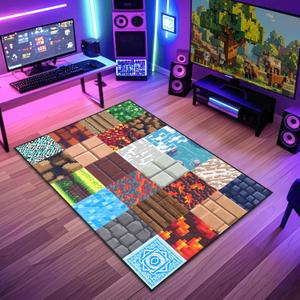 Cool Game Rug for Teen Boys Room Funny Gamer Rug for Boys Bedroom, Gaming Carpet Kids Play Mat for Living Room Playroom Game Decoration Floor Mats, 2'5''x4'