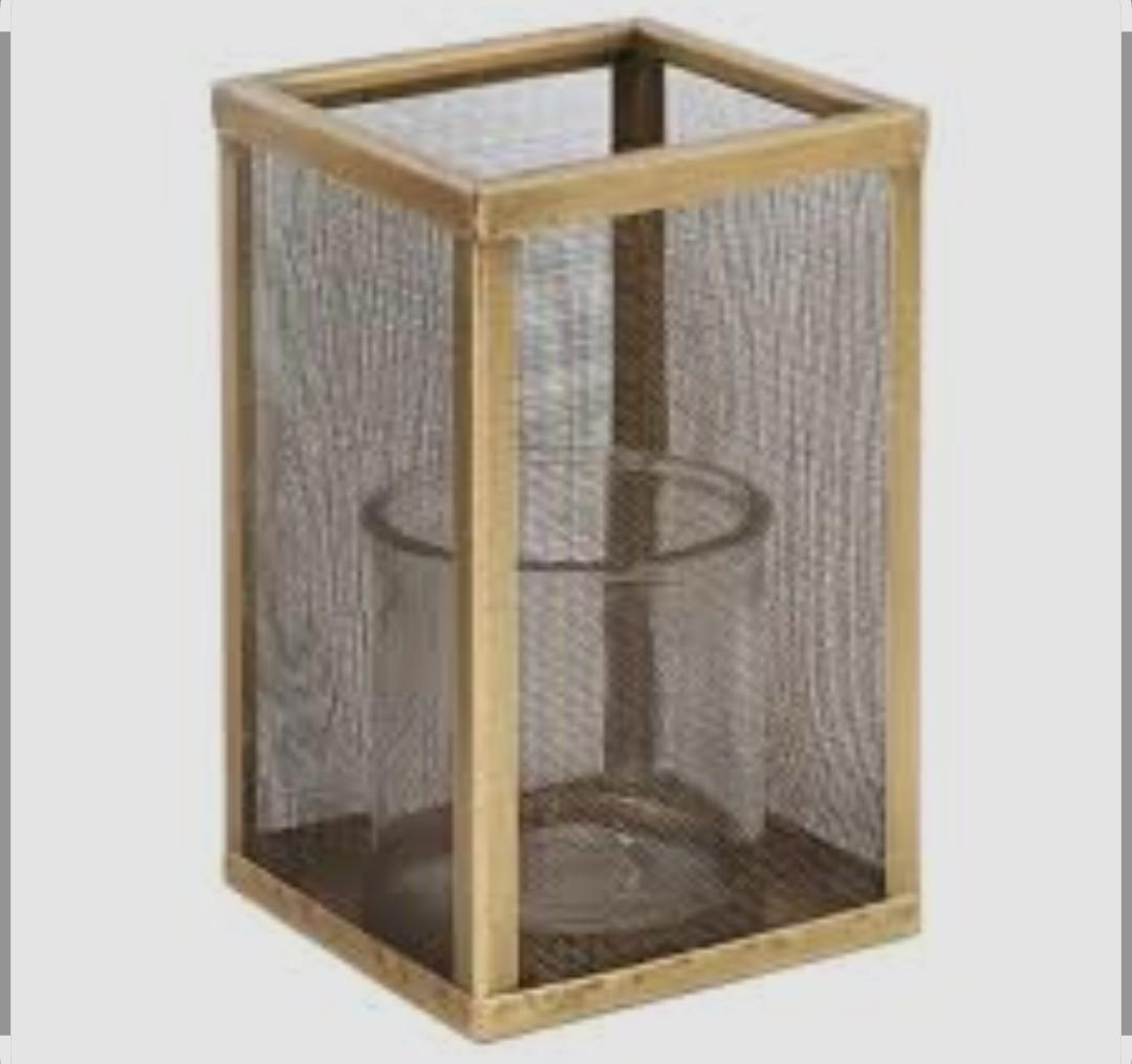 Honeybloom Metal Mesh Pillar Candle Holder 10 in