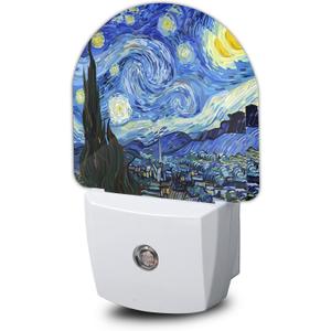 Starry Night Night Light, Van Gogh Plug-in Wall Led Night Lights Decor for Boys Girls Room,Dusk to Dawn Sensor Wall Lamp for Stairway/Hallway/Kitchen,0.5W