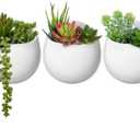 Mkono Wall Planter with Artificial Plants, Decorative Potted Fake Succulents Picks Assorted Faux Succulent in Modern Ceramic Hanging Plant Pot Vase for Home Decor, Set of 3