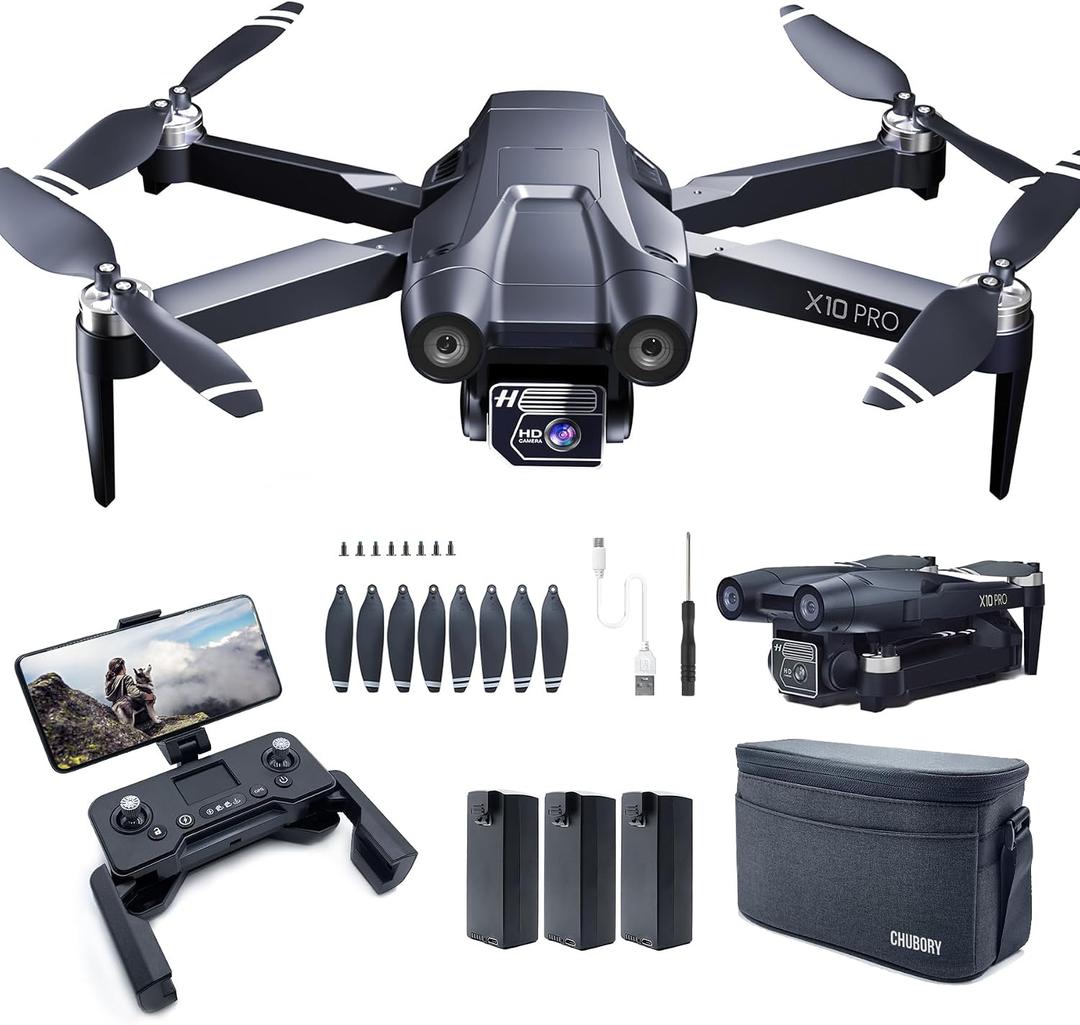 GPS Drone with Camera 4K UHD for Adults, 90 Min Long Flight Time,Long Control Range, Auto Return, Follow Me, Brushless Motor, CHUBORY X10 PRO 5G FPV RC Quadcopter for Beginners