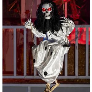 36in Hanging Swing Skeleton Ghost Halloween Light-up Decoration