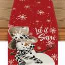Artoid Mode Red Snowman Snowflake Let it Snow Winter Table Runner, Seasonal Christmas Kitchen Dining Table Decoration for Home Party Decor 13x72 Inch