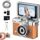 Mini Keychain Camera - 1.47 Inch Flip Screen. Multiple HD Shooting & Recording Modes. Ultra-Portable for Travel, Parties. Stylish Pendant Decoration & Fashionable Gifts (Orange)