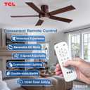 TCL Ceiling Fan with Light: Oil Rubbed Bronze Finish 5 Wood Grain Blade Low Profile Remote Control Flush Mount DC Reversible 3CCT Dimmable Noiseless Fan with Light for Indoor and Room, Large