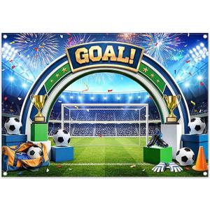 Fabric 7x5ft Football Tournament Photography Backdrop 2026 Soccer Sports Stadium Goal Atmosphere Background Indoor Outdoor Fan Party Decorations Photo Props