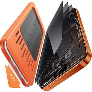 3-Pack for iPhone 17 Pro Screen Protector Privacy, 9H+ Tempered Glass, Scratch & Drop Resistant, Smooth & Clear, Easy Installation, Case Friendly, Full Coverage