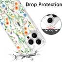 KANGHAR Magnetic Made for iPhone 16 Pro Case Clear Compatible with MagSafe Flowers Floral Pattern Soft TPU Bumper Shockproof Anti-Scratch Phone Cover for iPhone 16 Pro Cases(A)