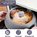 Tall Microwave Splatter Cover Glass Cover Guard Lid 6 inch Height with Collapsible Silicone for Food Pot Plate 12.5 inch Grey