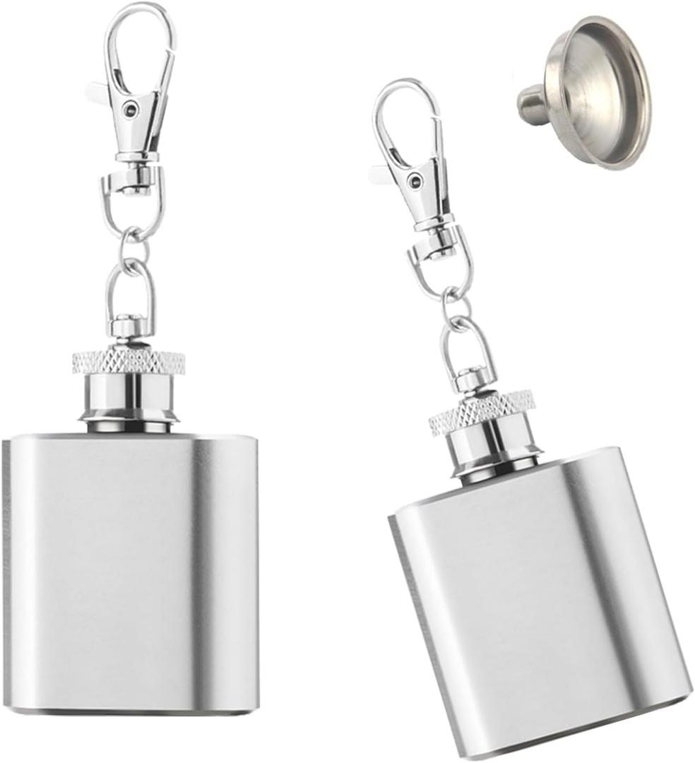 2PCS Mini Pocket Liquor Stainless Steel Portable Unique Bottle With Keychain 1 oz Whiskey Bottle and Small Funnel 2PCS Mini Pocket Liquor Stainless Steel Portable Unique Bottle With Keychain 1 oz Whiskey Bottle and Small Funnel
