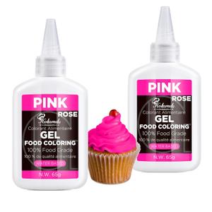 Gel Food Coloring (Pink), 65g X 2 Food-Grade Plant-Based Coloring Set, Natural Tasteless Gel Food Dye for Baking, Icing, Macarons, Cake Decorations, Cookies, Easter Egg, Fondant (EXP 03/22/30)