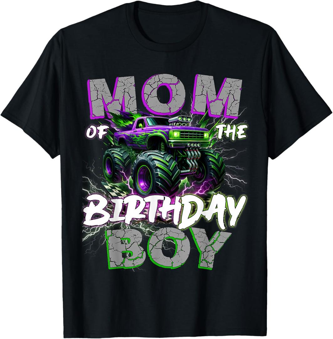 Mom of The Birthday Monster Truck Family Matching Party T-Shirt S