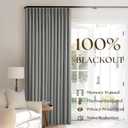 Charcoal Grey Blackout Linen Curtains 96 Inches Long for Bedroom Pinch Pleated Black Out Curtains Lined 2 Layers Memory Shape Noise Reducing Neutral Modern Living Room Darkening Window Drapes