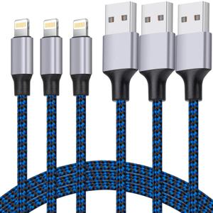 TAKAGI for iPhone Charger, [MFi Certified] Lightning Cable 3PACK 3FT Nylon Braided USB Charging Cable High Speed Transfer Cord Compatible with iPhone 14/13/12/11 Pro Max/XS MAX/XR/XS/X/8/iPad(Blue)
