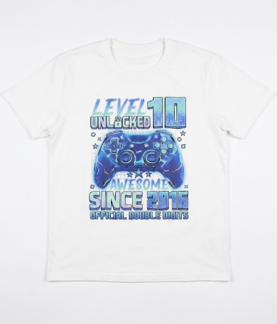 Level 10 Unlocked Awesome Since 2014 10th Birthday Gaming T-Shirt
 Size 9-10Y