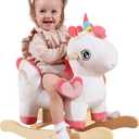 labebe Baby Rocking Horse with Seat Belt,Ride Unicorn Bouncer for Kid 6 Month -3 Years,Stuffed Animal Rocker,Riding Toy for Baby Girls, Nursery Birthday Gift