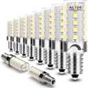 ALIDE Dimmable E12 Led Bulbs 6000k Daylight White 5W,Replace 40 Watt E12 Halogen Equivalent,T6 Base 120V E12 C7 LED Candelabra Bulbs Bright White for Ceiling Fan Chandelier Lighting,450lm,10Pack