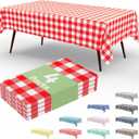 misaya 4 Packs Buffalo Disposable Table Cloth, 54 x 108 Inch Waterproof Plastic Tablecloth, Rectangle Red and White Checkered Table Covers for Picnic, Birthday, Party, Mother's Day