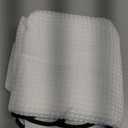 Waffle Scalloped Shower Curtain White Cotton Fabric Shower Curtains for Bathroom 72''W  72''L