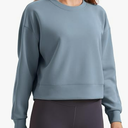 CRZ YOGA Womens SoftAura Crewneck Sweatshirt Long Sleeve Workout Casual Pullover Basic Fall Tops, L Blue