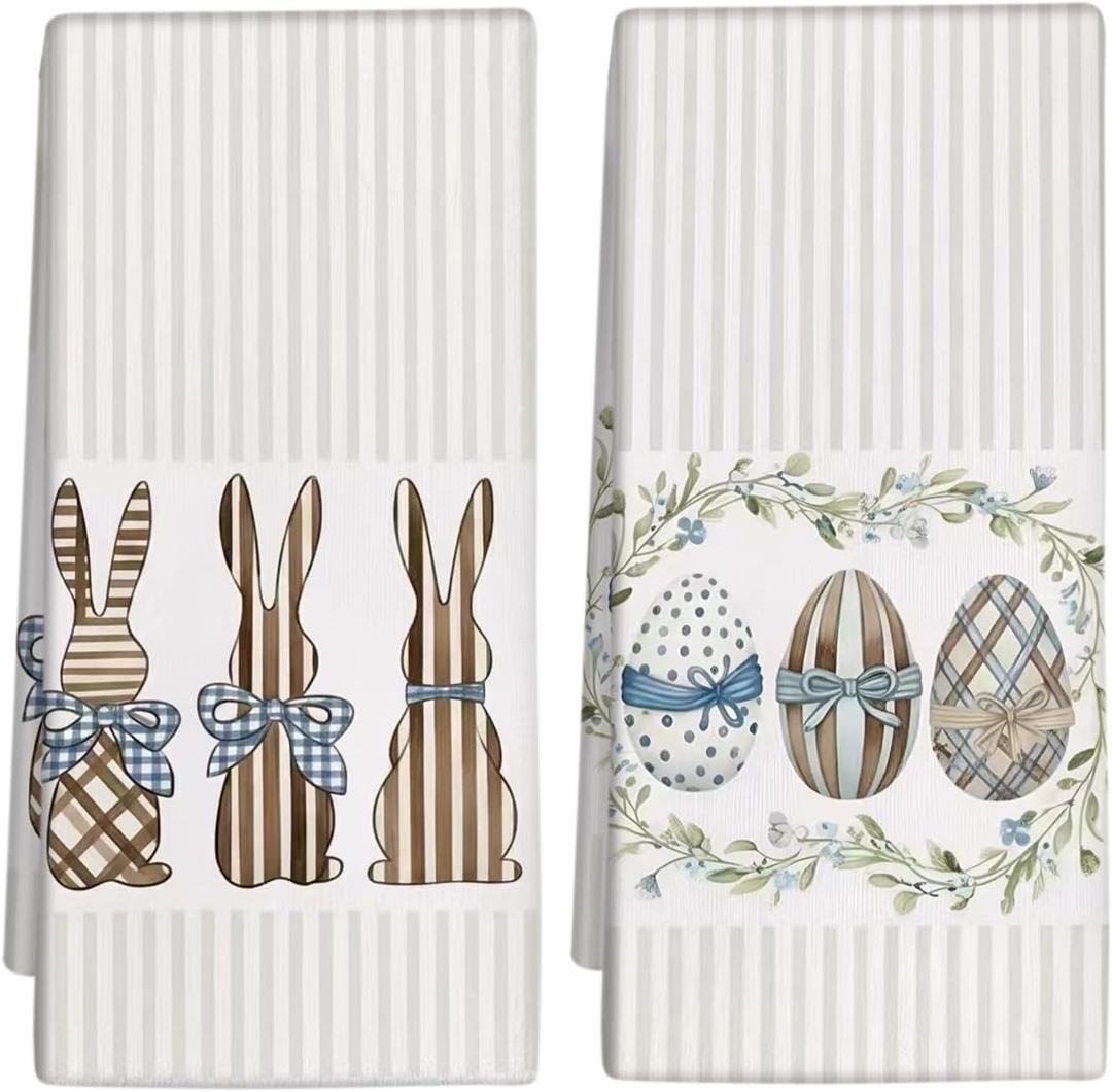 Puomue 2 Pack Easter Kitchen Towels Dish Towels, 16 Inch X 26 Inch, Lint Free, Spring Decoration Hand Towels for Home 1