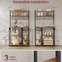 VASAGLE Baker's Rack, 35.4 Inches Microwave Stand with Wire Basket, 8 Hooks, 35.4"W x 65.2"H
