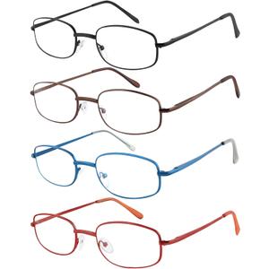 EFE Metal Wire Frame Reading Glasses Readers for Men Women 1.0 Lightweight Spring Hinge Eyeglasses 4 Pack (Mixcolor, 1.0)