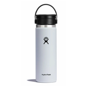 Hydro Flask Wide Mouth Bottle with Flex Sip Lid - Insulated Water Bottle Travel Cup Coffee Mug White 20 oz
