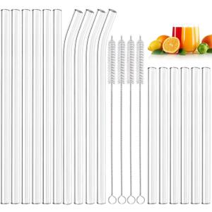 20 Pack Reusable Glass Straws,6 Straight and 4 Bent and 6 Short Glass Straw with 4 Brushes,Perfect for Cocktail, Smoothies, Juice, Milkshakes(8.5''/5.9''10mm)