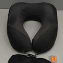MLVOC Travel Pillow 100% Pure Memory Foam Neck Pillow, Comfortable & Breathable Cover, Machine Washable, Airplane Travel Kit with 3D Contoured Eye Masks, Earplugs, and Luxury Bag, Standard (Black)