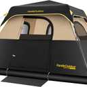FanttikOutdoor Zeta C4 Pro Camping Tent 4 Person Instant Cabin Tent Setup in 60 Seconds with Rainfly & Windproof Portable with Carry Bag for Family Camping & Hiking, Khaki
