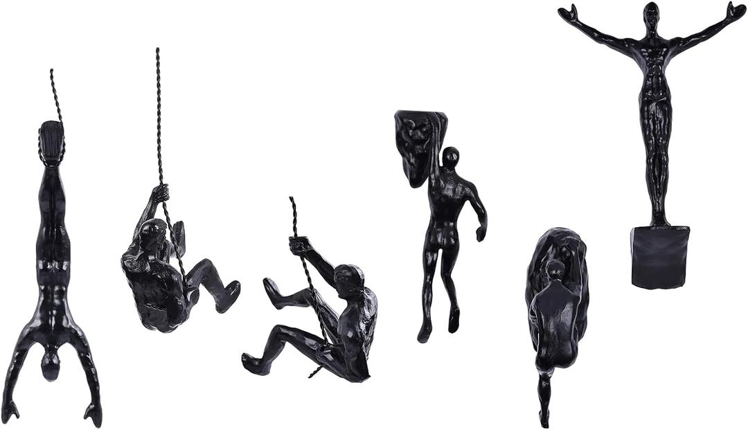 Set of 6 Climbing Men Wall Art Decor Sculpture,Nordic Modern Simplicity Decorative Wall Art, Climbing Man Sculptures,Home & Office Climber Gifts, 12 inches tall