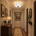 MIXL-Mid Century Brass Flush Mount Ceiling Light,14 Inch Bedroom Light Fixture,Vintage Style Ceiling Lamp for Living Room and Entyrway, Small