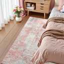 Pink Washable Runner Rug for Bedroom, Abstract Non-Slip Soft Entryway Rugs, Modern Low Pile Stain Resistant 2x6 Carpet for Entryway, Kitchen, Hallway, Bedside
