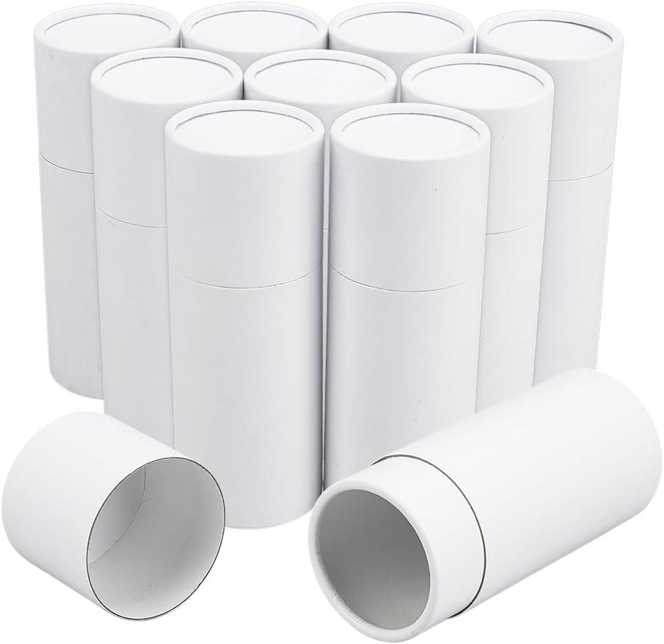BENECREAT 10PCS Kraft Paperboard Tubes, 100ml Essential Oil Bottle Packaging Box, White Tube Container with Lid for Crafts Project Oil Bottle Jewelry Pencils Gift Packaging