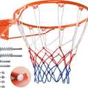 Dripex Solid Basketball Rim 18" Replacement Breakaway Wall Mounted Outdoor Heavy Duty Solid Steel 18 Inch Rim Double Spring with All Weather Net