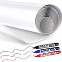 AFMAT WS01 White Board Sticker, Dry Eraser Paper for Wall, Upgrade PET-No Ghost, 1.45 x 11 ft, Stain-Proof Peel and Stick Film Self Adhesive Wall Paper Roll for Classroom/Office, 3 Dry Erase Marker