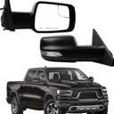 Dasbecan Right Passenger Side Mirror Compatible with 2019-2024 Ram 1500 w/Power Heated Glass/Signal Light/Puddle Light/Blind Spot Mirror/Black Texture/Power Folding (10Pins)