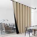 NICETOWN Noise Reducing Room Divider Curtains, Thermal Insulated 100% Blackout Curtain for Office, Slider Panel with Black Lining, Patio Door Drapery (1 PC, 100 inches x 108 inches, Biscotti Beige)