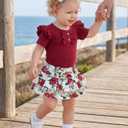 HONGTEYA Infant Baby Girl Clothes Newborn Summer Outfits Cute Romper Shorts Set Floral Girl Clothes with Headband