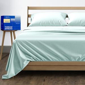 THREAD SPREAD Egyptian Cotton Sheets King Size - 4 Pc 1000 Thread Count Bed Sheet Set, Luxury Egyptian Cotton Cooling Sheet for King Size Bed, Soft Sateen Weave Sheets, Upto 18" Deep Pocket 