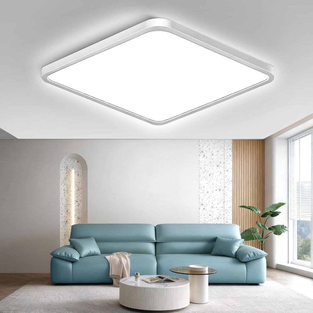 15.7Inch 32W Square LED Ceiling Light Fixtures Flush Mount, 5000K Daylight White LED Ceiling Lamp, Surface Mount Modern Ceiling Lights, White Slim Flat Panel Lighting for Bedroom, Kitchen, Bathroom