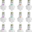 2 x Watayo 12 Pcs Halloween Hanging Ghosts Glass Ornaments, 1.8" x 1.3" Small Ghosts Pendant Tree Decorations, Farmhouse Rustic Glass Ghost Ornaments for Haunted House Yard Lawn Tree Party Decor (B Style)