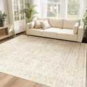 6x9 Area Rugs for Living Room: Washable Moroccan Geometric Boho Rug Farmhouse Non Slip Stain Resistant Large Rug Low Pile Soft Carpet for Bedroom Dining Room Home Office Children Room (Beige,6'x9')