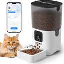 PAPIFEED Automatic Cat Feeder with App, 2.4G WiFi Cat Food Dispenser, 6L Timed Cat Feeder for Dry Food, 10 Meals/Day, 12 Portions/Meal, Dual Power Supply Smart Pet Feeder for Dog, White