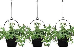 Gardzen 3 Packs Hanging Pots for Plants Outdoor & Indoor, Black Hanging Planter, Pot Hangers for Plant Flower