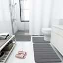 Buganda Memory Foam Bath Mat, 34" x 20", Ultra Soft and Non-Slip Bathroom Rugs, Water Absorbent and Machine Washable Bath Rug for Bathroom, Shower, and Tub, Grey