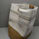 Laundry Hamper - 85L Large Laundry Basket with Leather Handles, Decorative Storage Basket for Blankets - Cotton Rope Woven Baskets for Storage, Clothes Hamper for Living Room, Jute & White