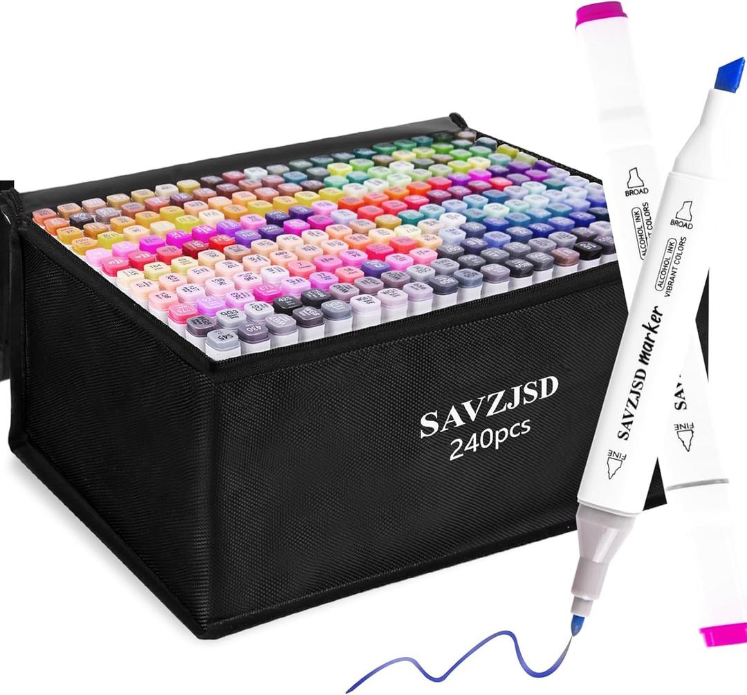 240 Colors Alcohol Markers, 240 Colors Dual Tips Markers for Artists and Adults in Coloring or Painting(Fine & Broad)