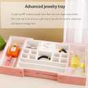 Jewelry Organizer for Drawer, Retractable Jewelry Drawer Organizer Inserts, Leather Storage Display Case Storage Containers Box in Dresser